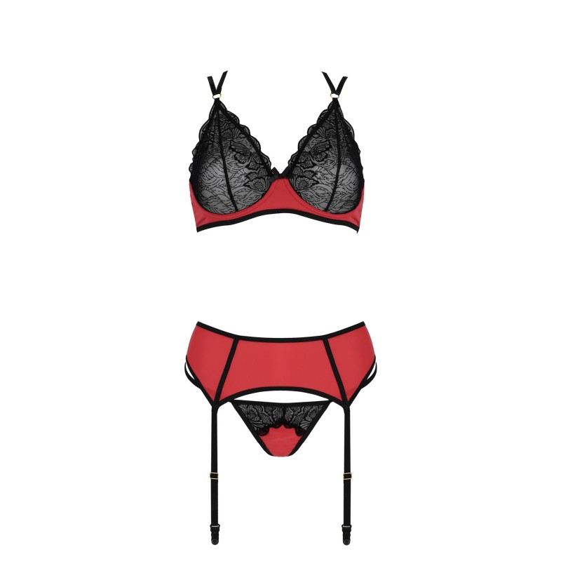 Bielizna-MAGNOLIA SET red S/M